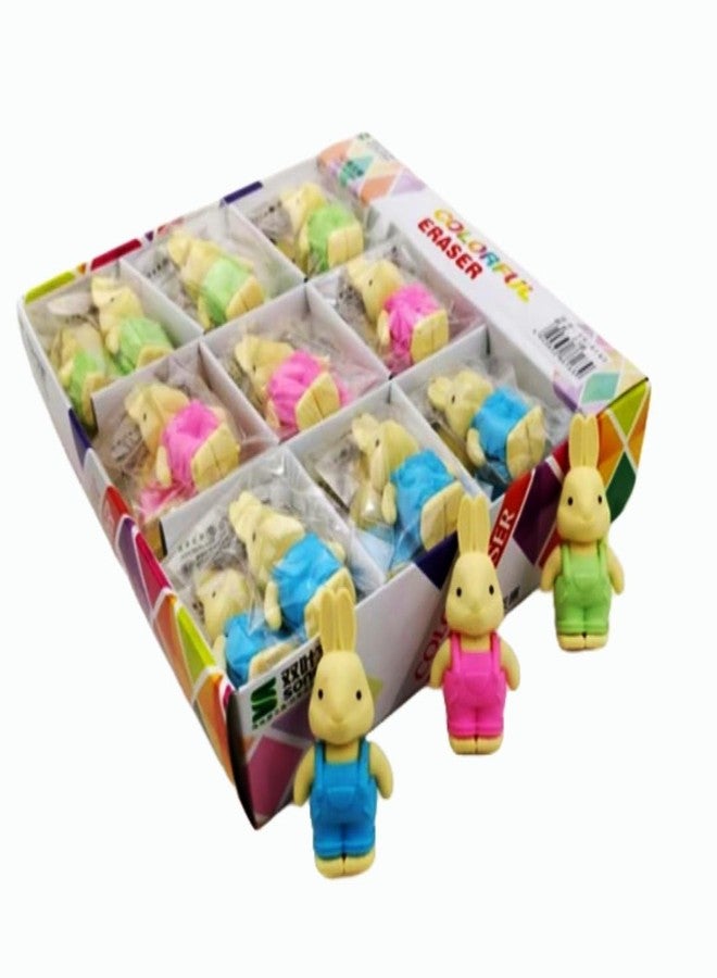 QIPS 3D Bunny Erasers for Kids - Set of 27 Puzzle Erasers - Colorful, Non-Toxic Rubber for School, Gifts & Party Favors - Image 1